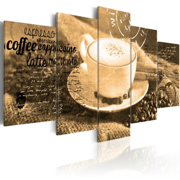 Leinwandbild - Coffe, Espresso, Cappuccino, Latte machiato ... - sepia