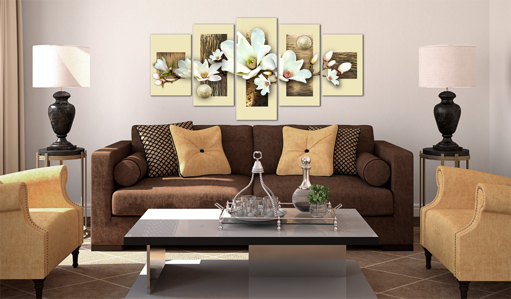 Leinwandbild - Textur und Magnolia – Bild 2