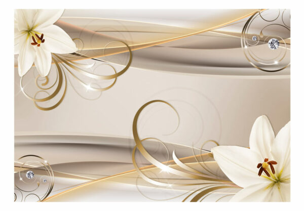 Fototapete - Lilies and The Gold Spirals – Bild 2