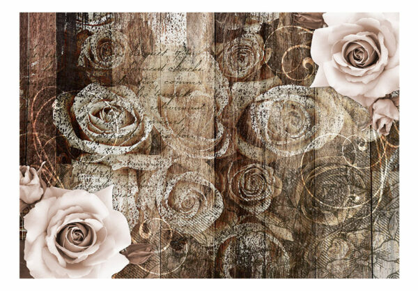 Fototapete - Old Wood & Roses – Bild 2