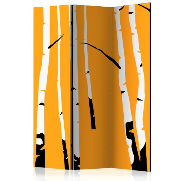 Paravent - Birches on the orange background [Room Dividers]
