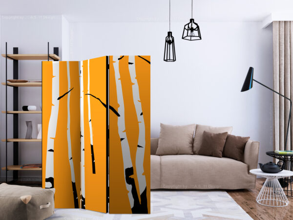 Paravent - Birches on the orange background [Room Dividers] – Bild 2