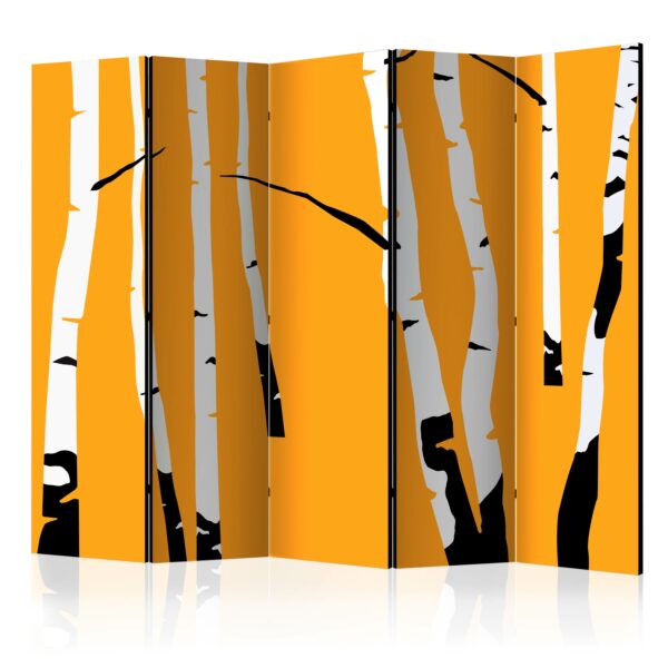 Paravent - Birches on the orange background II [Room Dividers]