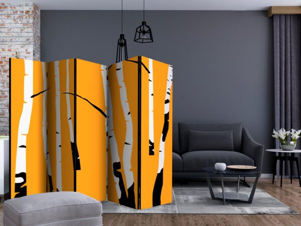 Paravent - Birches on the orange background II [Room Dividers] – Bild 2