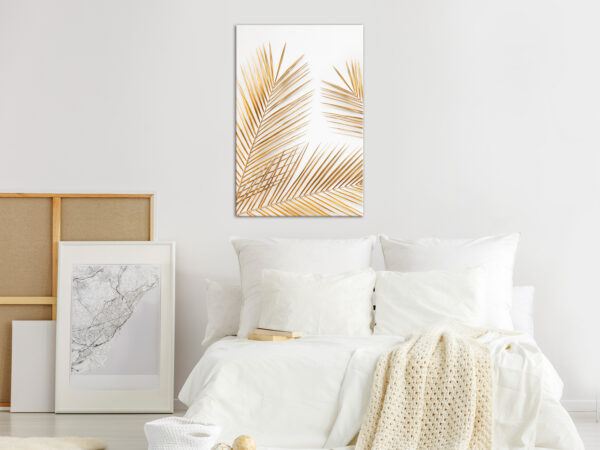 Leinwandbild - Golden Palm Leaves (1 Part) Vertical – Bild 2