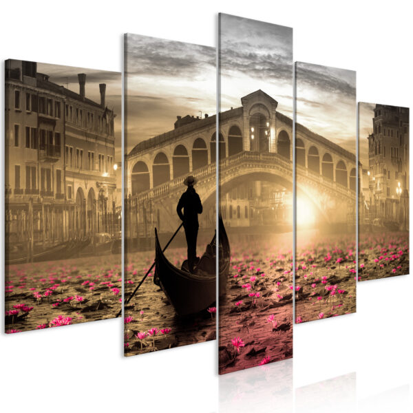 Leinwandbild - Magic Venice (5 Parts) Wide Orange