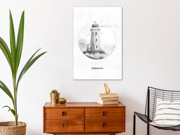 Leinwandbild - Black and White Lighthouse (1 Part) Vertical – Bild 2