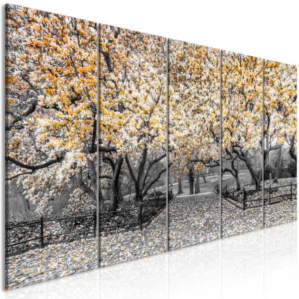 Leinwandbild - Magnolia Park (5 Parts) Narrow Orange