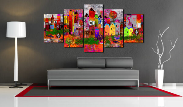 Leinwandbild - Colourful Small Town – Bild 2