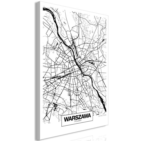 Leinwandbild - City Plan: Warszawa (1 Part) Vertical