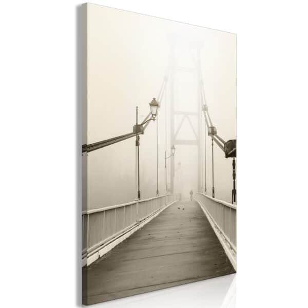 Leinwandbild - Bridge in the Fog (1 Part) Vertical