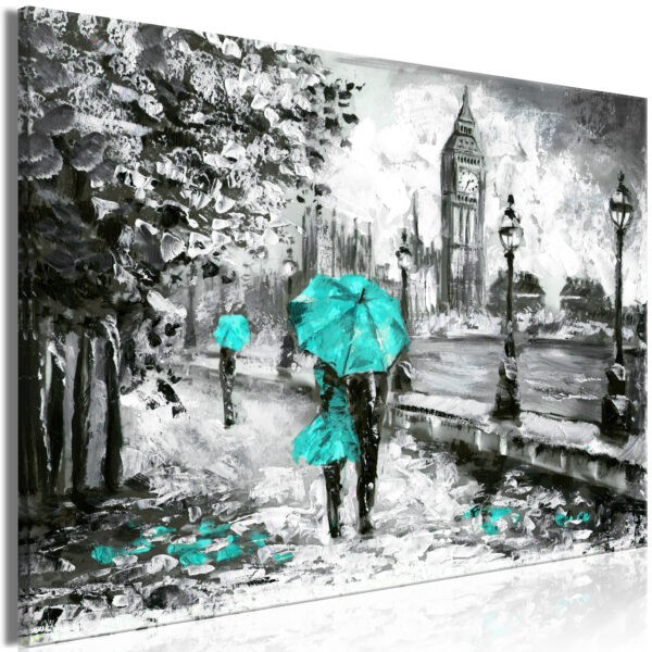 Leinwandbild - Walk in London (1 Part) Wide Turquoise