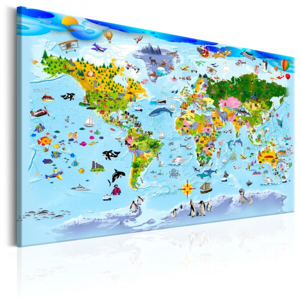Leinwandbild - Children's Map: Colourful Travels