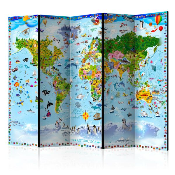 Paravent - World Map for Kids II [Room Dividers]
