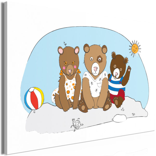 Leinwandbild - Teddy Bears on the Beach (1 Part) Wide