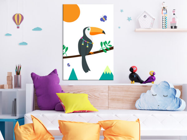 Leinwandbild - Toucan And Butterflies (1 Part) Vertical – Bild 2