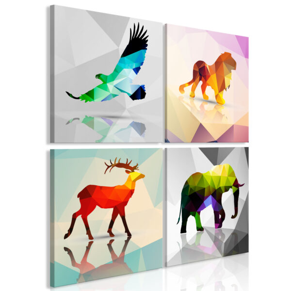 Leinwandbild - Colourful Animals (4 Parts)