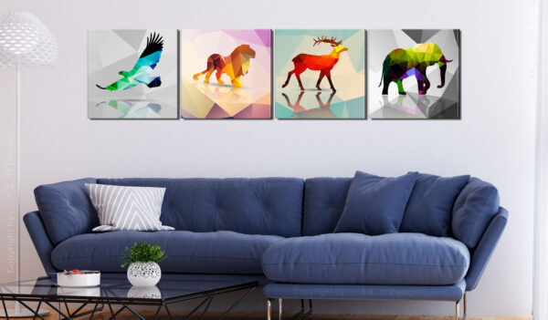 Leinwandbild - Colourful Animals (4 Parts) – Bild 2