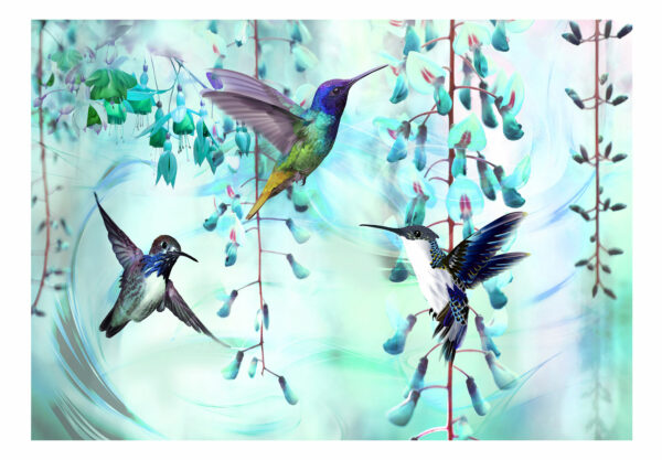 Fototapete - Flying Hummingbirds (Green) – Bild 2