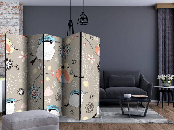 Paravent - Natural pattern with birds II [Room Dividers] – Bild 2