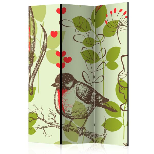 Paravent - Bird and lilies vintage pattern [Room Dividers]