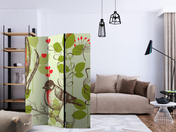 Paravent - Bird and lilies vintage pattern [Room Dividers] – Bild 2