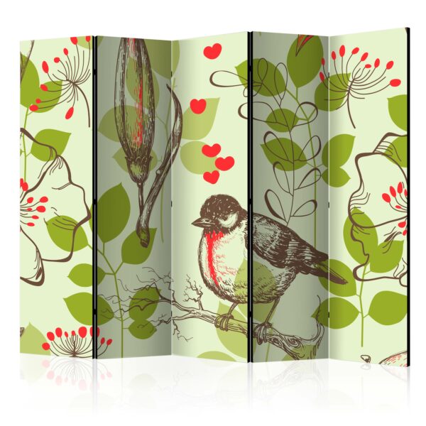 Paravent - Bird and lilies vintage pattern II [Room Dividers]