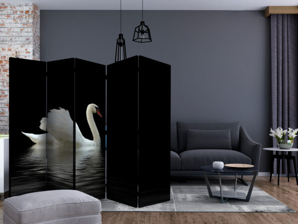 Paravent - swan (black and white) II [Room Dividers] – Bild 2