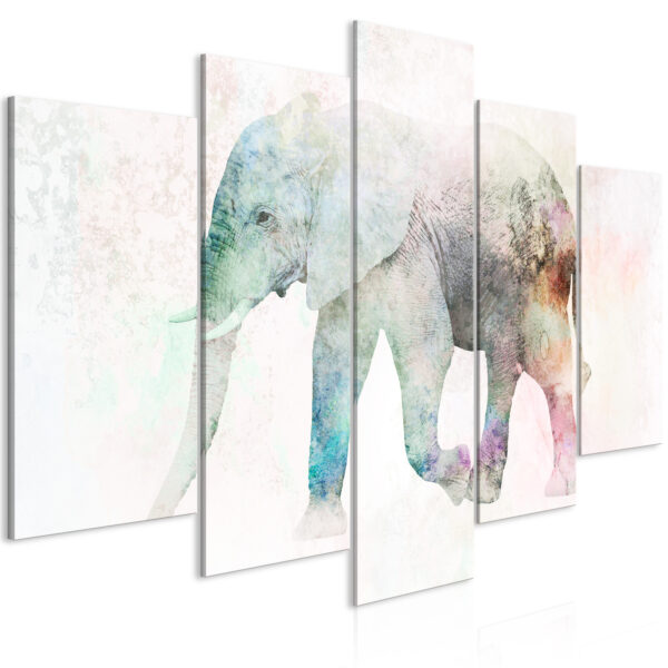 Leinwandbild - Painted Elephant (5 Parts) Wide