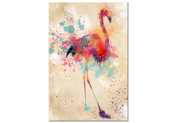 Leinwandbild - Watercolor Flamingo (1 Part) Vertical