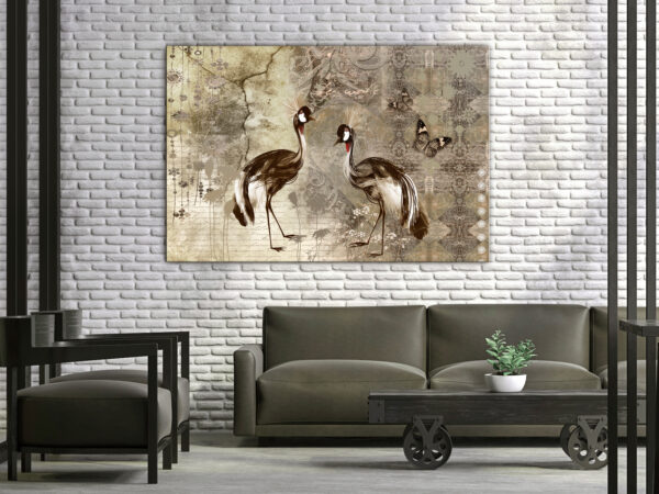 Leinwandbild - Retro Cranes (1 Part) Wide – Bild 2