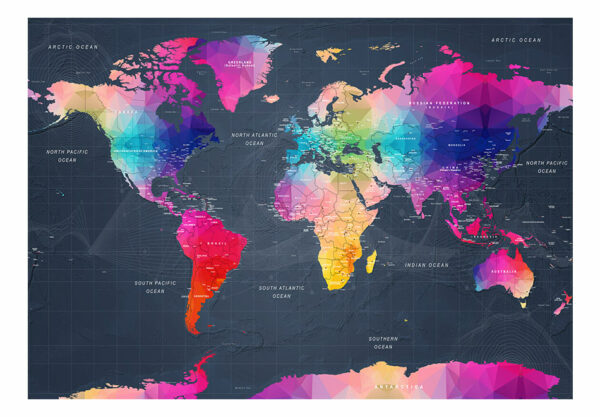 Fototapete - World Map: Colourful Crystals – Bild 2