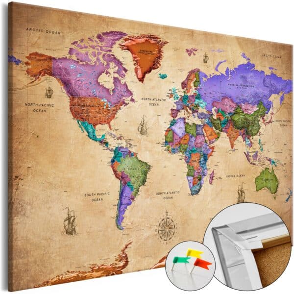 Korkbild - Colourful Travels (1 Part) Wide [Cork Map]