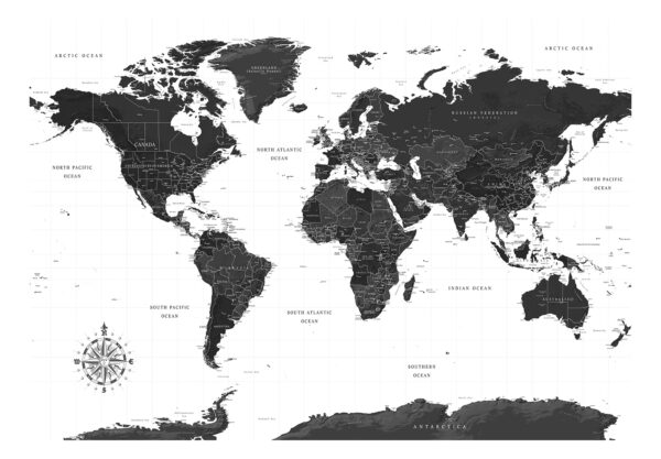 Fototapete - Black and White Map – Bild 2