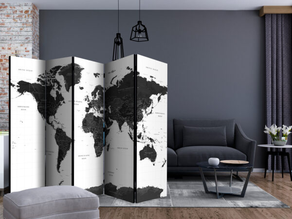 Paravent - Black and White Map II [Room Dividers] – Bild 2