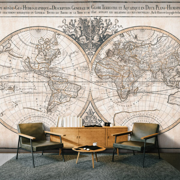 Fototapete - Mappe-Monde Geo-Hydrographique