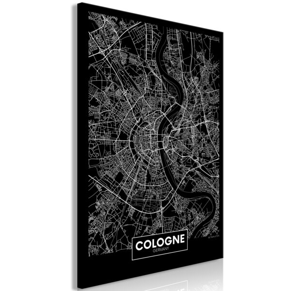 Leinwandbild - Dark Map of Cologne (1 Part) Vertical