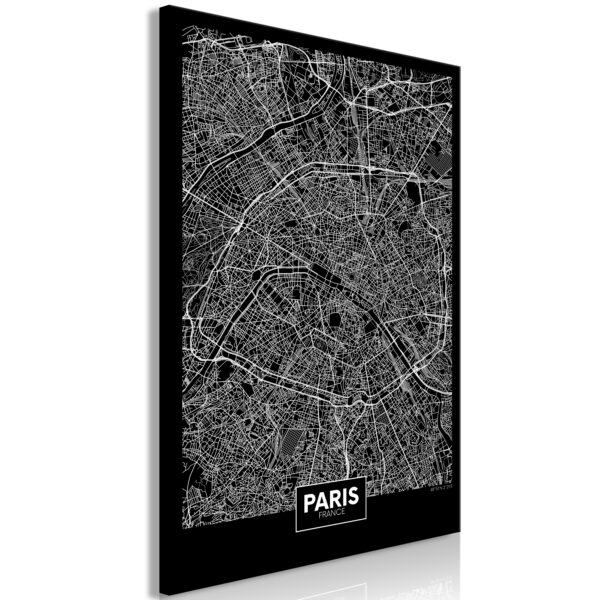 Leinwandbild - Dark Map of Paris (1 Part) Vertical