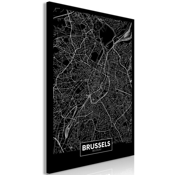 Leinwandbild - Dark Map of Brussels (1 Part) Vertical