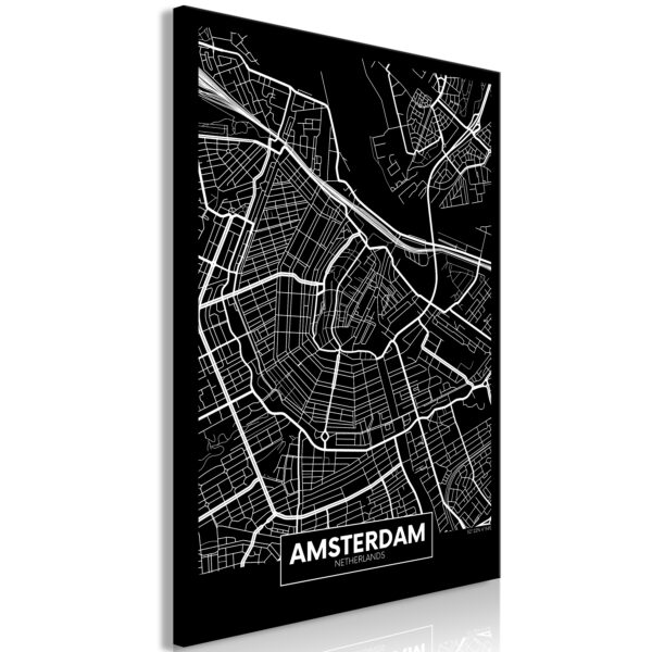 Leinwandbild - Dark Map of Amsterdam (1 Part) Vertical