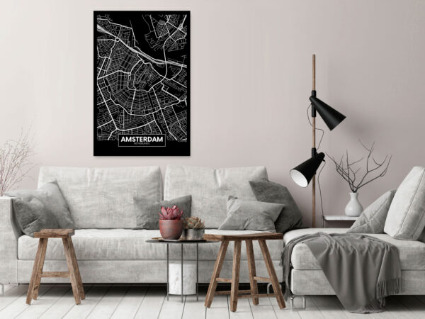 Leinwandbild - Dark Map of Amsterdam (1 Part) Vertical – Bild 2