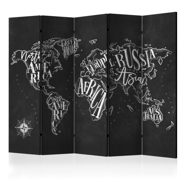 Paravent - Retro Continents (Black) II [Room Dividers]