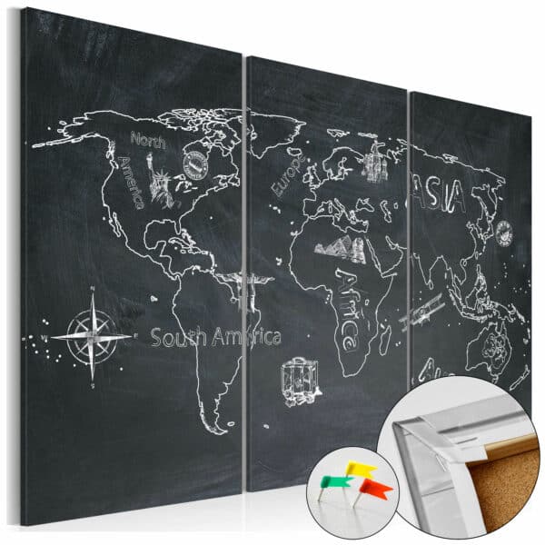 Korkbild - Travel broadens the mind (triptych) [Cork Map]