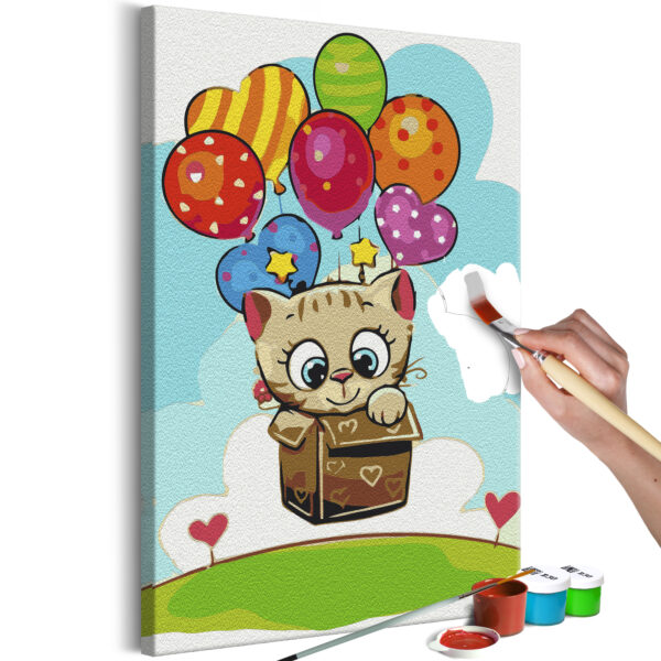 Malen nach Zahlen - Kitten With Balloons