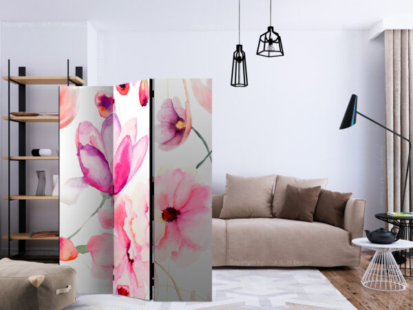 Paravent - Pink Flowers [Room Dividers] – Bild 2