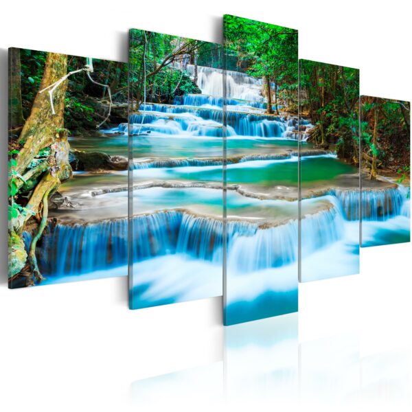 Leinwandbild - Blue Waterfall in Kanchanaburi, Thailand – Bild 2