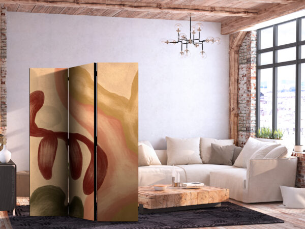 Paravent - Worn Figures - Shapes in Lime Wash Technique in Warm Colors [Room Dividers] – Bild 2