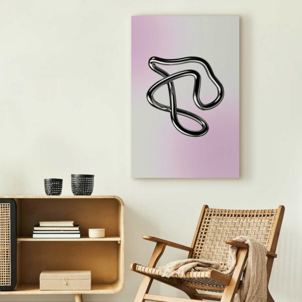 Leinwandbild - Silver Intricacies - Fluid Metallic Figure on a Gradient Background – Bild 2