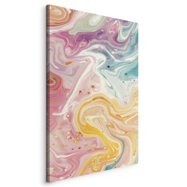 Leinwandbild - Colorful Chaos - Dynamic Shapes in Shades of Pink Yellow and Blue