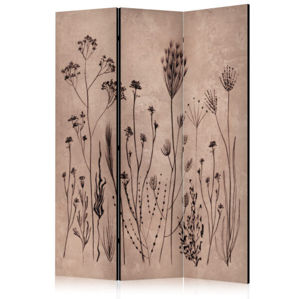 Paravent - Plant Vintage - Delicate Field Flowers on a Background in Lime Wash Technique [Room Dividers]